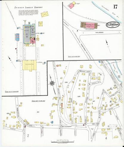 Sanborn Fire Insurance Map from Saint Johnsbury, Caledonia County, Vermont (1919), Sheet #0017 - Complete Map Set gallery image, historic Sanborn map, vintage wall art, Vermont Vermont