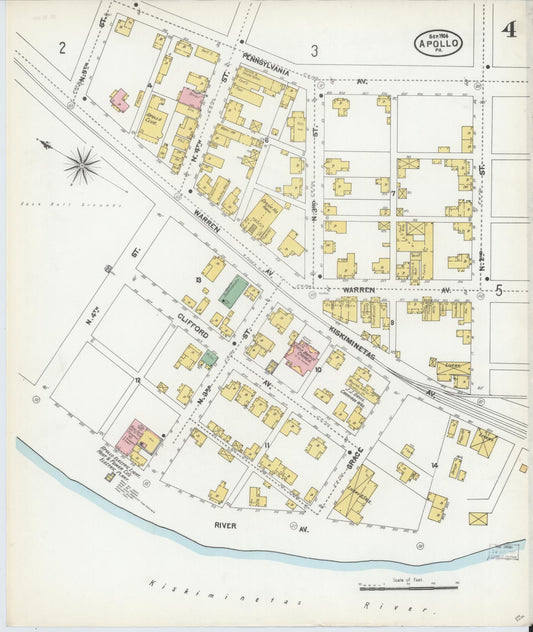 Sanborn Fire Insurance Map from Apollo, Armstrong County, Pennsylvania (1904), Sheet #0004 - Historic Sanborn Fire Insurance Map Print, vintage old map wall art, antique decor, genealogy gift, Pennsylvania Pennsylvania map