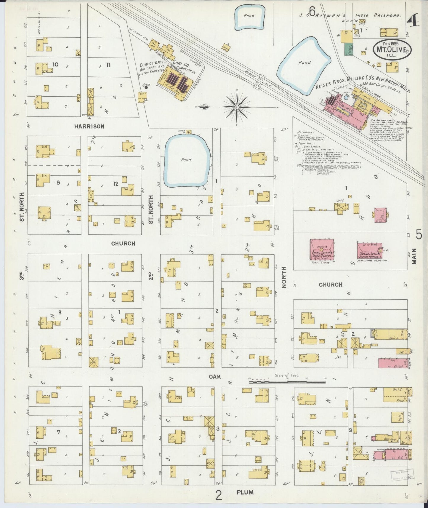 Sanborn Fire Insurance Map from Mount Olive, Macoupin County, Illinois (1899), Sheet #0004 - Complete Map Set gallery image, historic Sanborn map, vintage wall art, Illinois Illinois