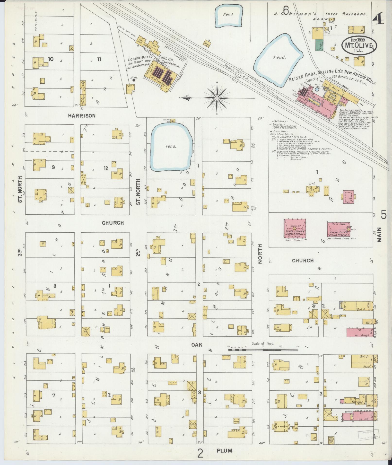 Sanborn Fire Insurance Map from Mount Olive, Macoupin County, Illinois (1899), Sheet #0004 - Complete Map Set gallery image, historic Sanborn map, vintage wall art, Illinois Illinois