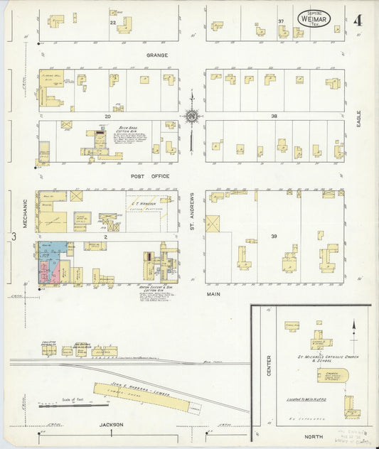 Sanborn Fire Insurance Map from Weimar, Colorado County, Texas (1912), Sheet #0004 - Historic Sanborn Fire Insurance Map Print, vintage old map wall art, antique decor, genealogy gift, Weimar Colorado map