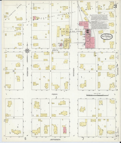 Sanborn Fire Insurance Map from Pittsfield, Pike County, Illinois (1913), Sheet #0003 - Historic Sanborn Fire Insurance Map Print, vintage old map wall art, antique decor, genealogy gift, Illinois Illinois map