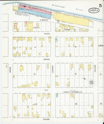 Sanborn Fire Insurance Map from Sabula, Jackson County, Iowa (1893), Sheet #0005 - Historic Sanborn Fire Insurance Map Print, vintage old map wall art