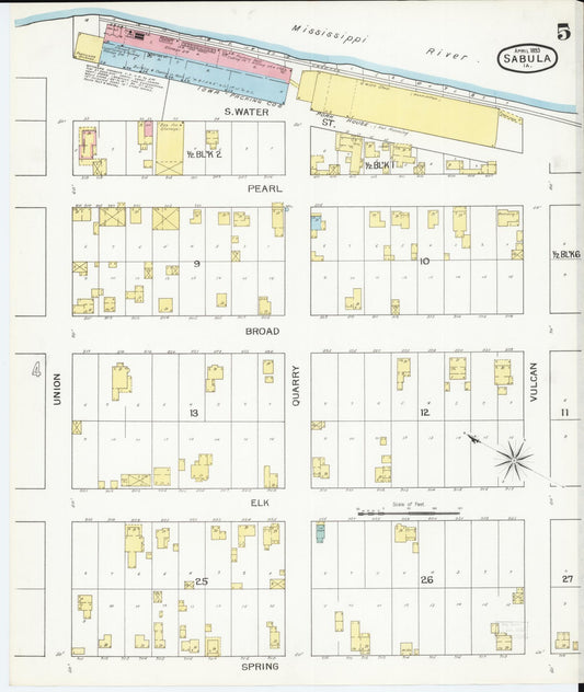 Sanborn Fire Insurance Map from Sabula, Jackson County, Iowa (1893), Sheet #0005 - Historic Sanborn Fire Insurance Map Print, vintage old map wall art