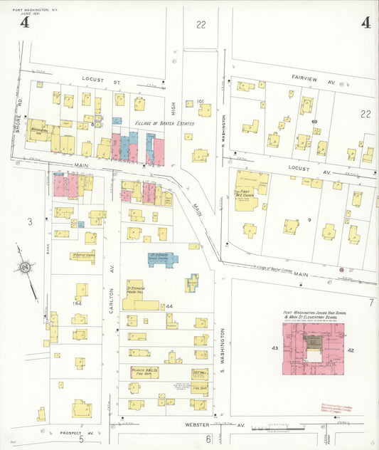 Sanborn Fire Insurance Map from Port Washington, Nassau County, New York (1931), Sheet #0004 - Historic Sanborn Fire Insurance Map Print, vintage old map wall art, antique decor, genealogy gift, New York New York map