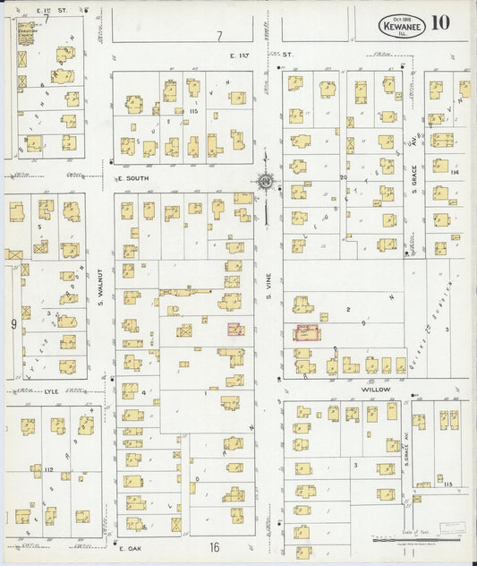 Sanborn Fire Insurance Map from Kewanee, Henry County, Illinois (1918), Sheet #0010 - Historic Sanborn Fire Insurance Map Print, vintage old map wall art, antique decor, genealogy gift, Illinois Illinois map