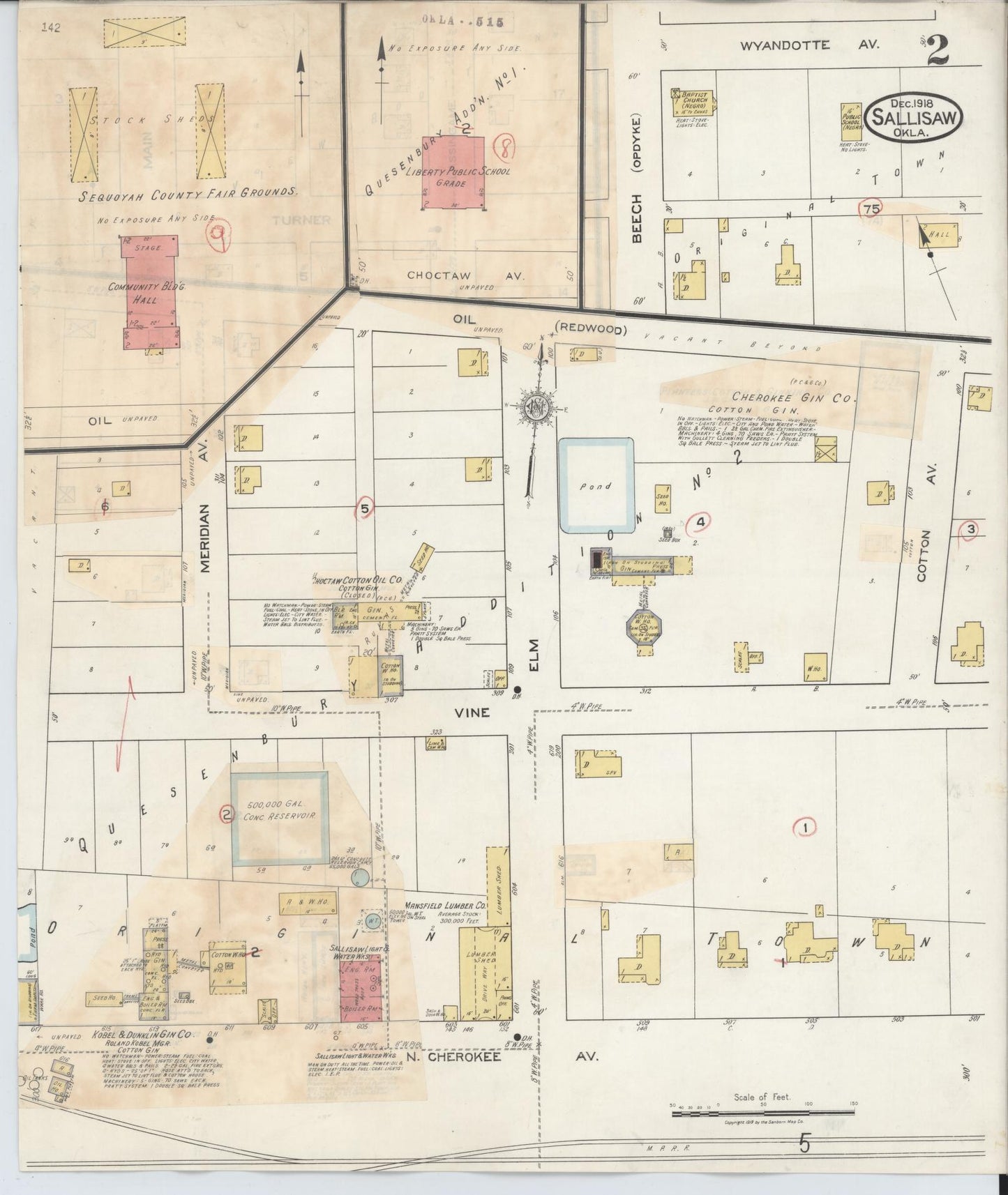 Sanborn Fire Insurance Map from Sallisaw, Sequoyah County, Oklahoma (1933), Sheet #0002 - Complete Map Set gallery image, historic Sanborn map, vintage wall art, Oklahoma Oklahoma