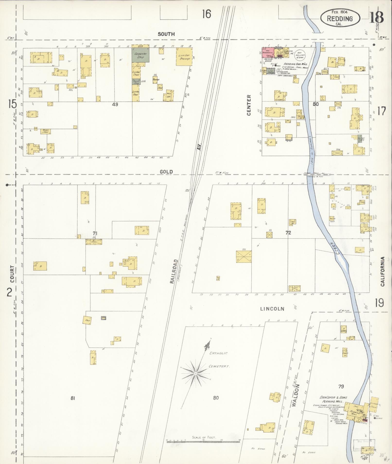 Sanborn Fire Insurance Map from Redding, Shasta County, California (1904), Sheet #0018 - Complete Map Set gallery image, historic Sanborn map, vintage wall art, California California