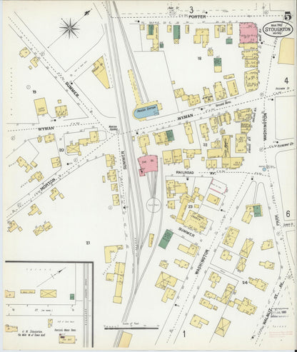Sanborn Fire Insurance Map from Stoughton, Norfolk County, Massachusetts (1901), Sheet #0005 - Historic Sanborn Fire Insurance Map Print, vintage old map wall art, antique decor, genealogy gift, Massachusetts Massachusetts map