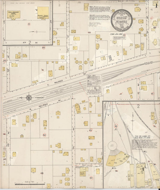 Sanborn Fire Insurance Map from Powers, Coos County, Oregon (1931), Sheet #0001 - Complete Map Set gallery image, historic Sanborn map, vintage wall art, Oregon Oregon