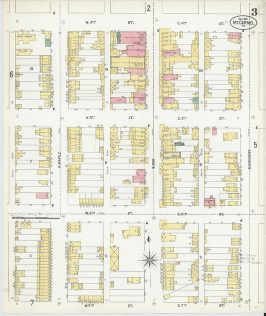Sanborn Fire Insurance Map from Mount Carmel, Northumberland County, Pennsylvania (1901), Sheet #0003 - Historic Sanborn Fire Insurance Map Print, vintage old map wall art, antique decor, genealogy gift, Pennsylvania Pennsylvania map
