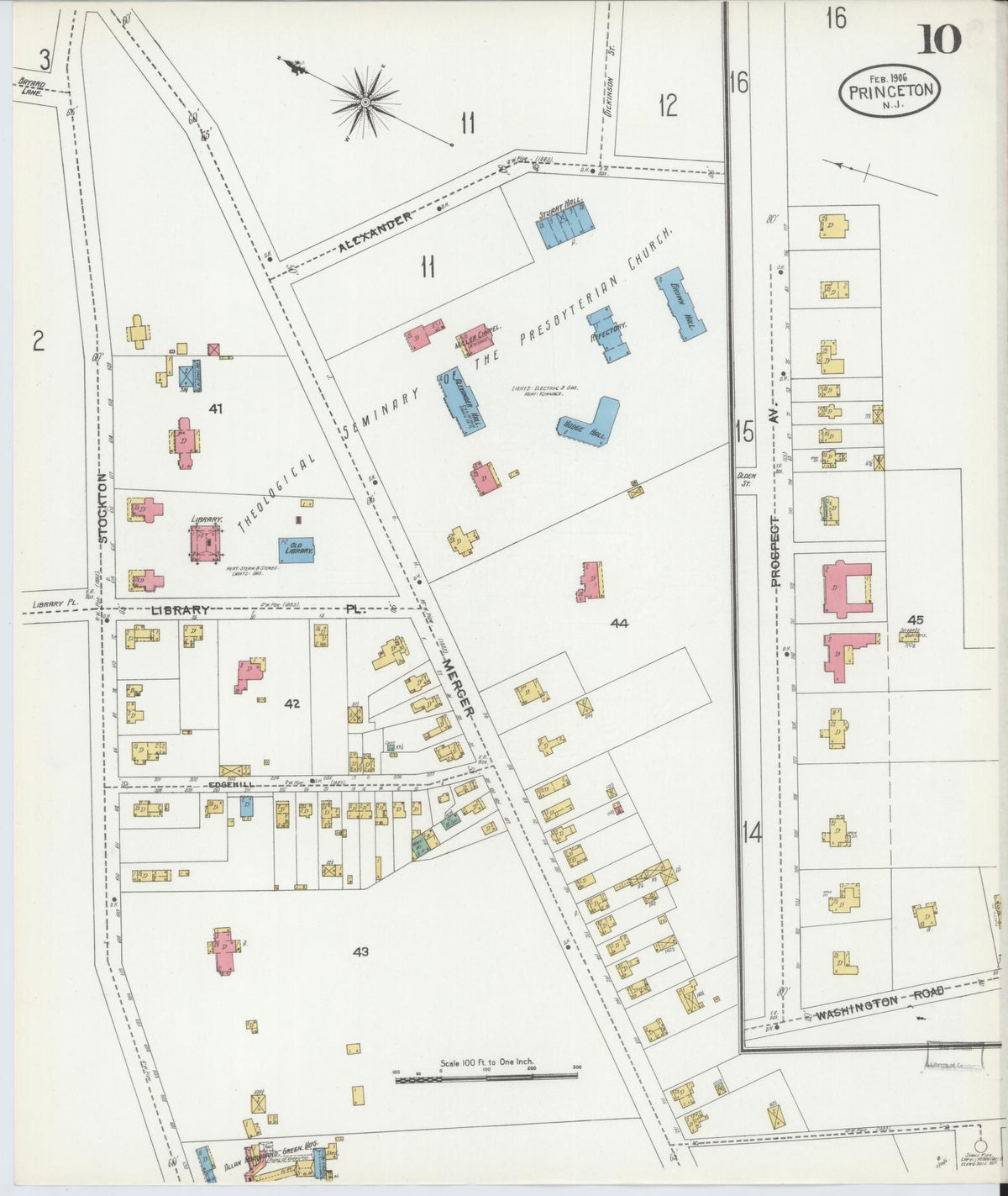 Sanborn Fire Insurance Map from Princeton, Mercer County, New Jersey (1906), Sheet #0010 - Historic Sanborn Fire Insurance Map Print, vintage old map wall art, antique decor, genealogy gift, New Jersey New Jersey map