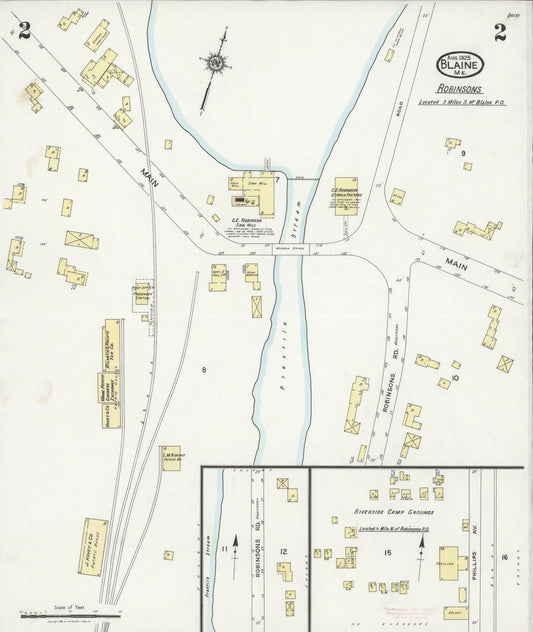 Sanborn Fire Insurance Map from Blaine, Aroostook County, Maine (1925), Sheet #0002 - Historic Sanborn Fire Insurance Map Print, vintage old map wall art, antique decor, genealogy gift, Maine Maine map
