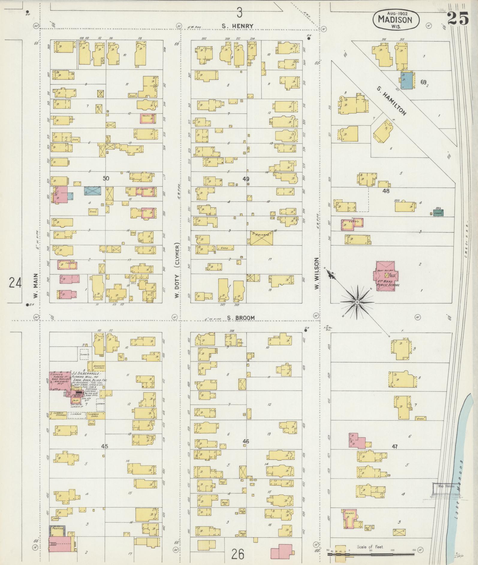 Sanborn Fire Insurance Map from Madison, Dane County, Wisconsin (1902), Sheet #0025 - Complete Map Set gallery image, historic Sanborn map, vintage wall art, Wisconsin Wisconsin