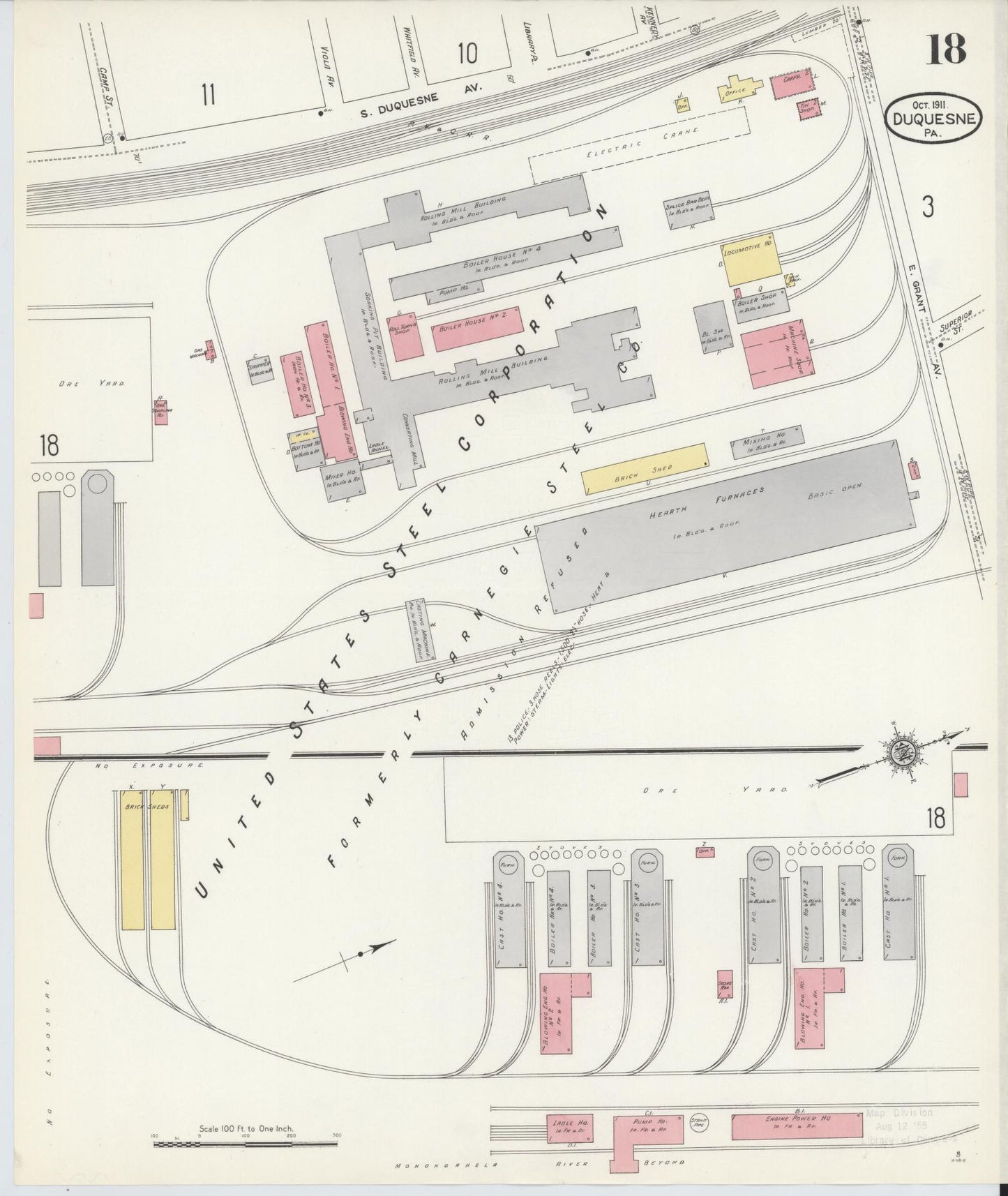 Sanborn Fire Insurance Map from Duquesne, Allegheny County, Pennsylvania (1911), Sheet #0018 - Historic Sanborn Fire Insurance Map Print, vintage old map wall art, antique decor, genealogy gift, Pennsylvania Pennsylvania map