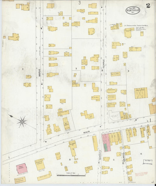 Sanborn Fire Insurance Map from Portville, Cattaraugus County, New York (1904), Sheet #0002 - Historic Sanborn Fire Insurance Map Print, vintage old map wall art, antique decor, genealogy gift, New York New York map
