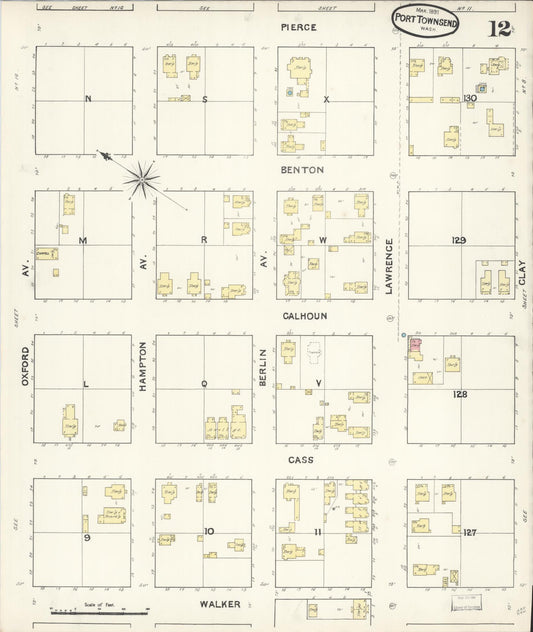 Sanborn Fire Insurance Map from Port Townsend, Jefferson County, Washington (1891), Sheet #0012 - Historic Sanborn Fire Insurance Map Print, vintage old map wall art, antique decor, genealogy gift, Washington Washington map
