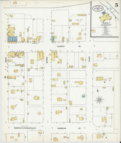 Sanborn Fire Insurance Map from Vinita, Craig County, Oklahoma (1900), Sheet #0005 - Complete Map Set gallery image, historic Sanborn map, vintage wall art, Oklahoma Oklahoma