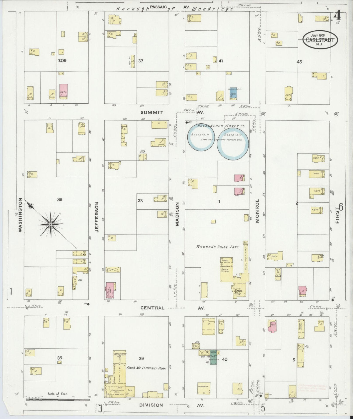 Sanborn Fire Insurance Map from Carlstadt, Bergen County, New Jersey (1909), Sheet #0004 - Complete Map Set gallery image, historic Sanborn map, vintage wall art, New Jersey New Jersey