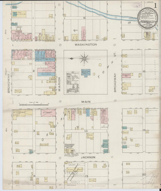 Sanborn Fire Insurance Map from Pawnee City, Pawnee County, Nebraska (1886), Sheet #0001 - Complete Map Set gallery image, historic Sanborn map, vintage wall art, Nebraska Nebraska