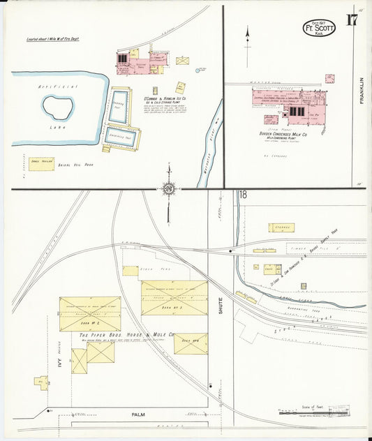 Sanborn Fire Insurance Map from Fort Scott, Bourbon County, Kansas (1917), Sheet #0017 - Historic Sanborn Fire Insurance Map Print, vintage old map wall art, antique decor, genealogy gift, Kansas Kansas map