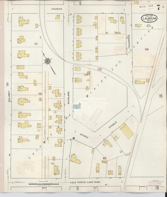 Sanborn Fire Insurance Map from Laurium, Houghton County, Michigan (1949), Sheet #0007 - Historic Sanborn Fire Insurance Map Print, vintage old map wall art, antique decor, genealogy gift, Michigan Michigan map
