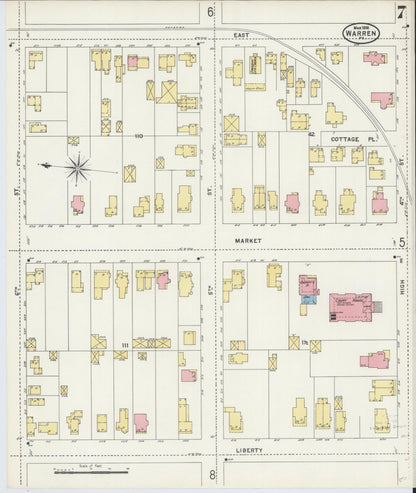 Sanborn Fire Insurance Map from Warren, Warren County, Pennsylvania (1898), Sheet #0007 - Complete Map Set gallery image, historic Sanborn map, vintage wall art, Pennsylvania Pennsylvania