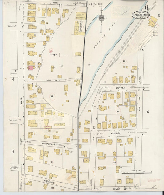 Sanborn Fire Insurance Map from Hoosick Falls, Rensselaer County, New York (1945), Sheet #0006 - Historic Sanborn Fire Insurance Map Print, vintage old map wall art, antique decor, genealogy gift, New York New York map
