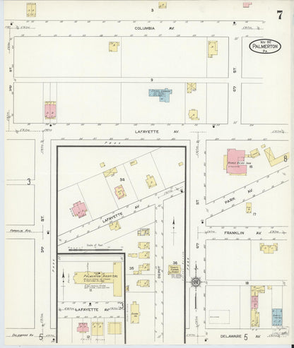 Sanborn Fire Insurance Map from Palmerton, Carbon County, Pennsylvania (1912), Sheet #0007 - Complete Map Set gallery image, historic Sanborn map, vintage wall art, Pennsylvania Pennsylvania