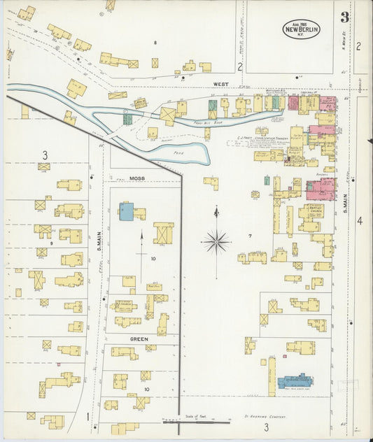 Sanborn Fire Insurance Map from New Berlin, Chenango County, New York (1905), Sheet #0003 - Historic Sanborn Fire Insurance Map Print, vintage old map wall art, antique decor, genealogy gift, New York New York map