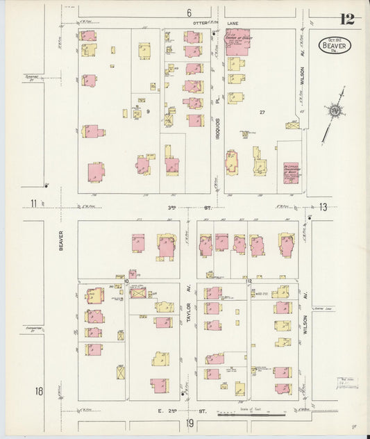 Sanborn Fire Insurance Map from Beaver, Beaver County, Pennsylvania (1912), Sheet #0012 - Historic Sanborn Fire Insurance Map Print, vintage old map wall art, antique decor, genealogy gift, Pennsylvania Pennsylvania map