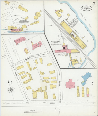 Sanborn Fire Insurance Map from Bellows Falls, Windham County, Vermont (1901), Sheet #0007 - Complete Map Set gallery image, historic Sanborn map, vintage wall art, Vermont Vermont