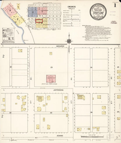 Sanborn Fire Insurance Map from Spirit Lake, Kootenai County, Idaho (1910), Sheet #0001 - Complete Map Set gallery image, historic Sanborn map, vintage wall art, Idaho Idaho