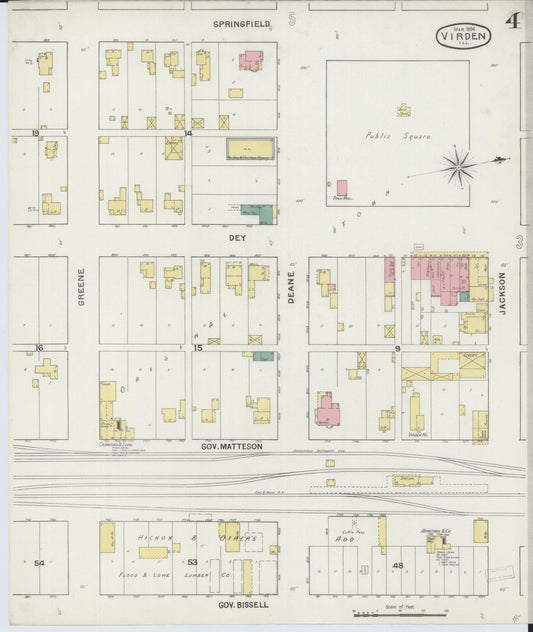 Sanborn Fire Insurance Map from Virden, Macoupin County, Illinois (1894), Sheet #0004 - Historic Sanborn Fire Insurance Map Print, vintage old map wall art, antique decor, genealogy gift, Illinois Illinois map