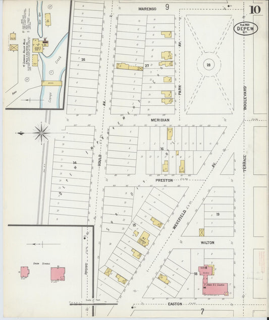Sanborn Fire Insurance Map from Depew, Erie County, New York (1900), Sheet #0010 - Historic Sanborn Fire Insurance Map Print, vintage old map wall art, antique decor, genealogy gift, New York New York map