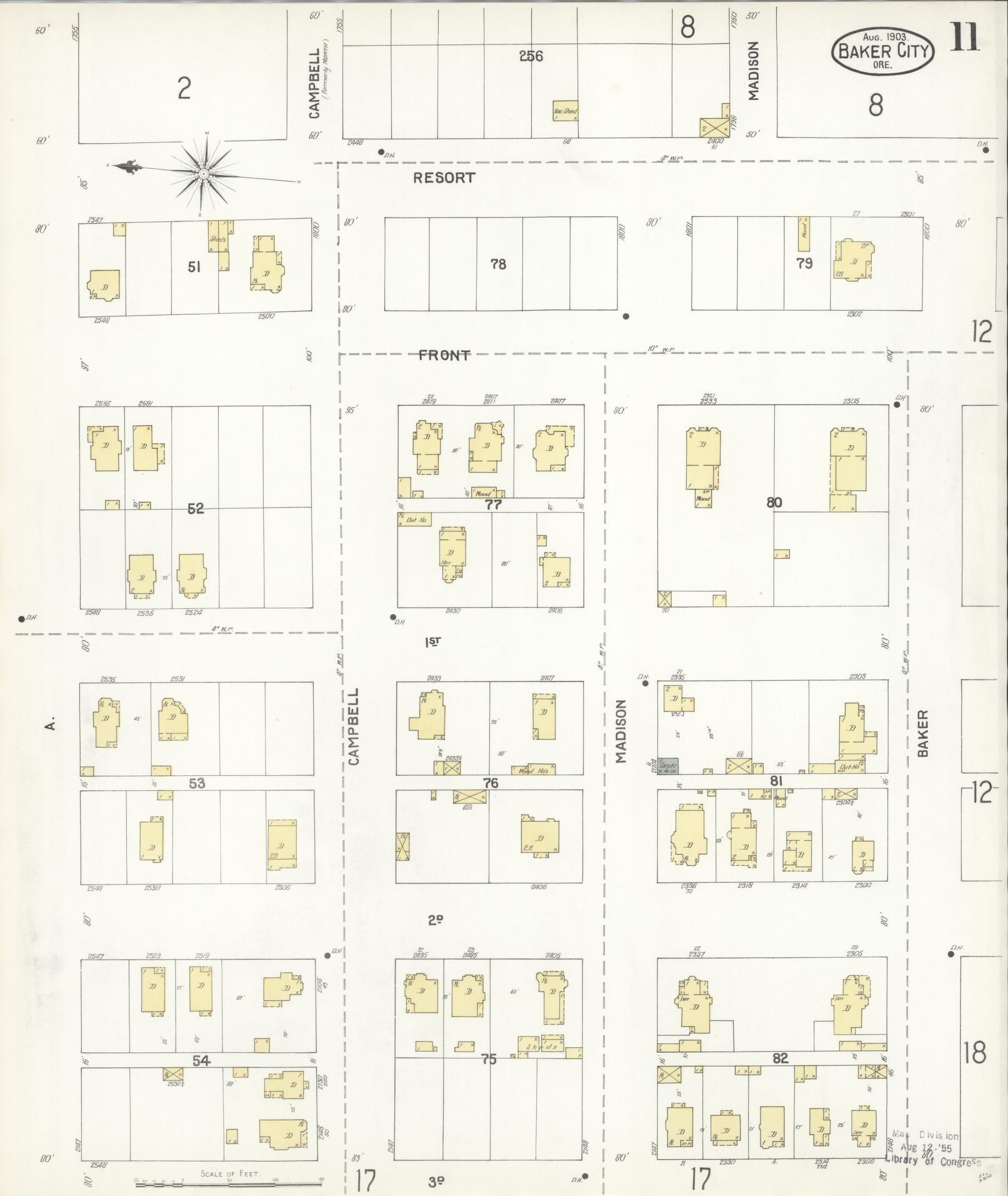 Sanborn Fire Insurance Map from Baker, Baker County, Oregon (1903), Sheet #0011 - Complete Map Set gallery image, historic Sanborn map, vintage wall art, Oregon Oregon