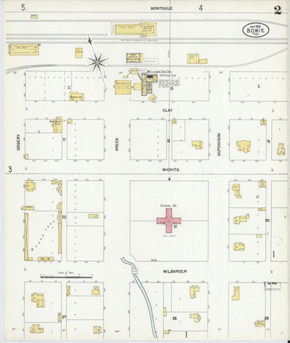 Sanborn Fire Insurance Map from Bowie, Montague County, Texas (1902), Sheet #0002 - Historic Sanborn Fire Insurance Map Print, vintage old map wall art, antique decor, genealogy gift, Texas Texas map