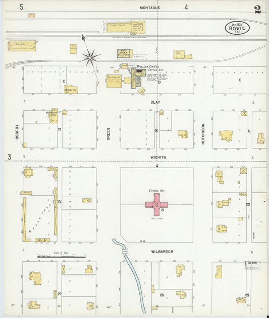 Sanborn Fire Insurance Map from Bowie, Montague County, Texas (1902), Sheet #0002 - Historic Sanborn Fire Insurance Map Print, vintage old map wall art, antique decor, genealogy gift, Texas Texas map