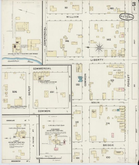 Sanborn Fire Insurance Map from Victoria, Victoria County, Texas (1891), Sheet #0003 - Historic Sanborn Fire Insurance Map Print, vintage old map wall art, antique decor, genealogy gift, Texas Texas map