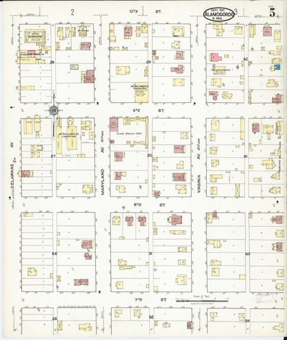 Sanborn Fire Insurance Map from Alamogordo, Otero County, New Mexico (1921), Sheet #0005 - Complete Map Set gallery image, historic Sanborn map, vintage wall art, New Mexico New Mexico