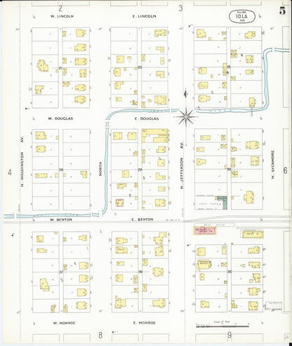 Sanborn Fire Insurance Map from Iola, Allen County, Kansas (1901), Sheet #0005 - Complete Map Set gallery image, historic Sanborn map, vintage wall art, Kansas Kansas