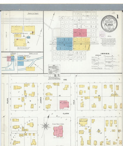 Sanborn Fire Insurance Map from Plano, Kendall County, Illinois (1905), Sheet #0001 - Complete Map Set gallery image, historic Sanborn map, vintage wall art, Illinois Illinois