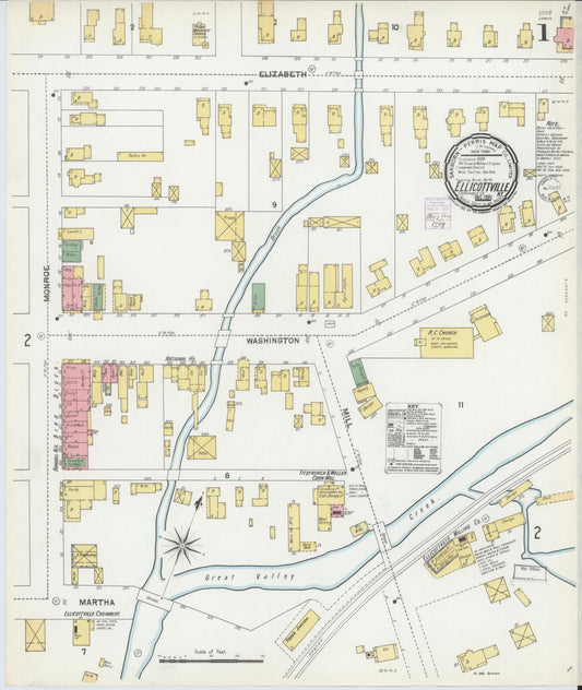 Sanborn Fire Insurance Map from Ellicottville, Cattaraugus County, New York (1901), Sheet #0001 - Complete Map Set gallery image, historic Sanborn map, vintage wall art, New York New York
