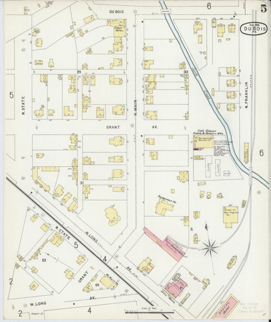 Sanborn Fire Insurance Map from Du Bois, Clearfield County, Pennsylvania (1896), Sheet #0005 - Historic Sanborn Fire Insurance Map Print, vintage old map wall art, antique decor, genealogy gift, Pennsylvania Pennsylvania map
