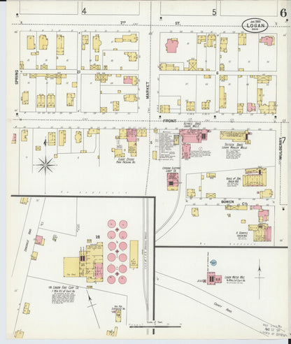 Sanborn Fire Insurance Map from Logan, Hocking County, Ohio (1900), Sheet #0006 - Historic Sanborn Fire Insurance Map Print, vintage old map wall art, antique decor, genealogy gift, Ohio Ohio map