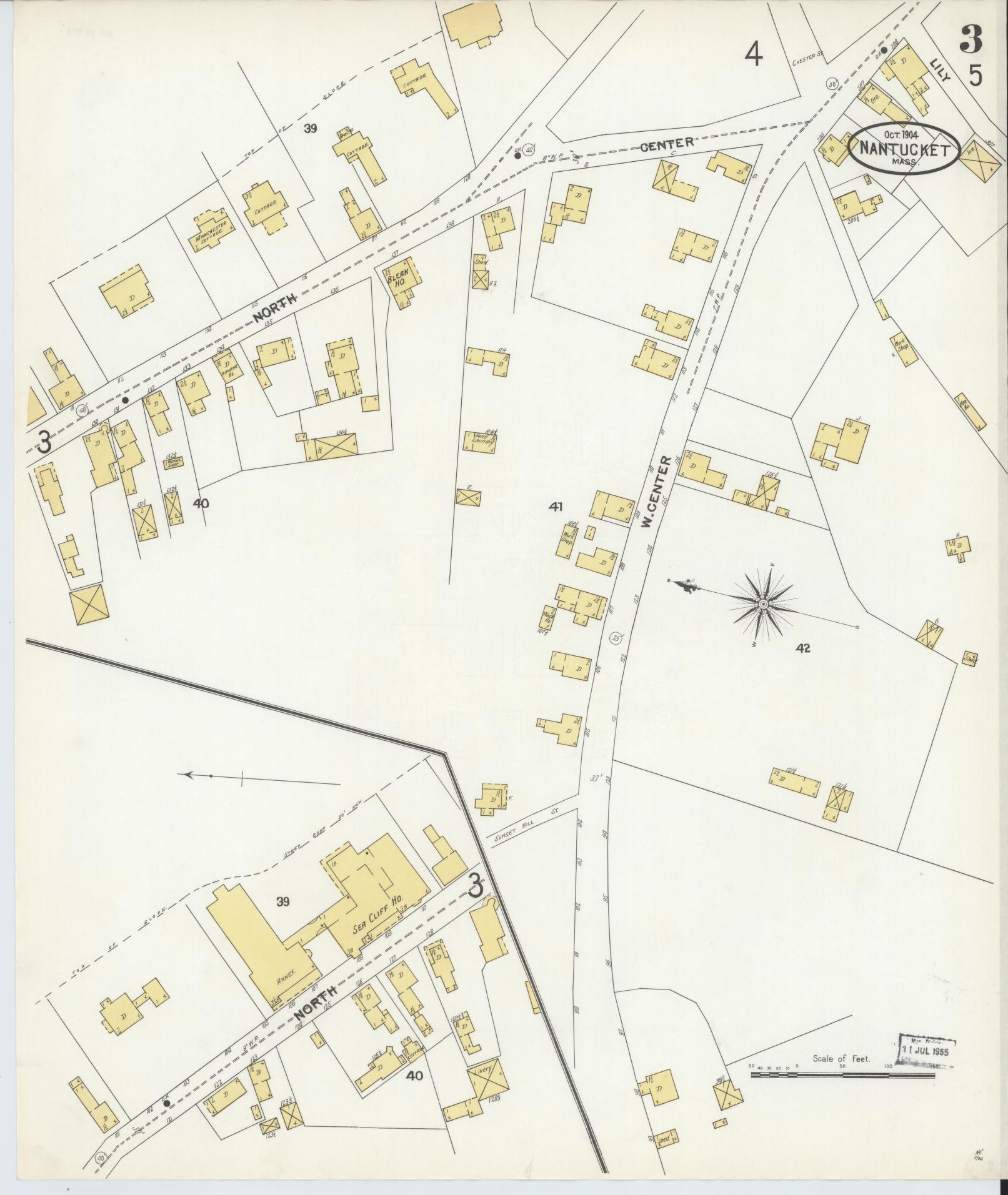 Sanborn Fire Insurance Map from Nantucket, Nantucket County, Massachusetts (1904), Sheet #0003 - Historic Sanborn Fire Insurance Map Print, vintage old map wall art, antique decor, genealogy gift, Massachusetts Massachusetts map