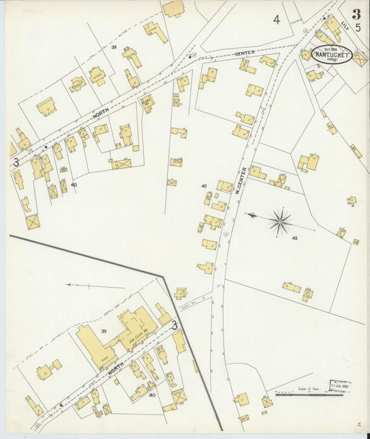 Sanborn Fire Insurance Map from Nantucket, Nantucket County, Massachusetts (1904), Sheet #0003 - Historic Sanborn Fire Insurance Map Print, vintage old map wall art, antique decor, genealogy gift, Massachusetts Massachusetts map