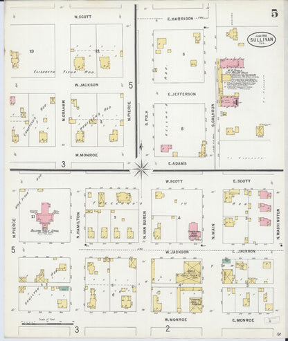 Sanborn Fire Insurance Map from Sullivan, Moultrie County, Illinois (1898), Sheet #0005 - Historic Sanborn Fire Insurance Map Print, vintage old map wall art, antique decor, genealogy gift, Illinois Illinois map