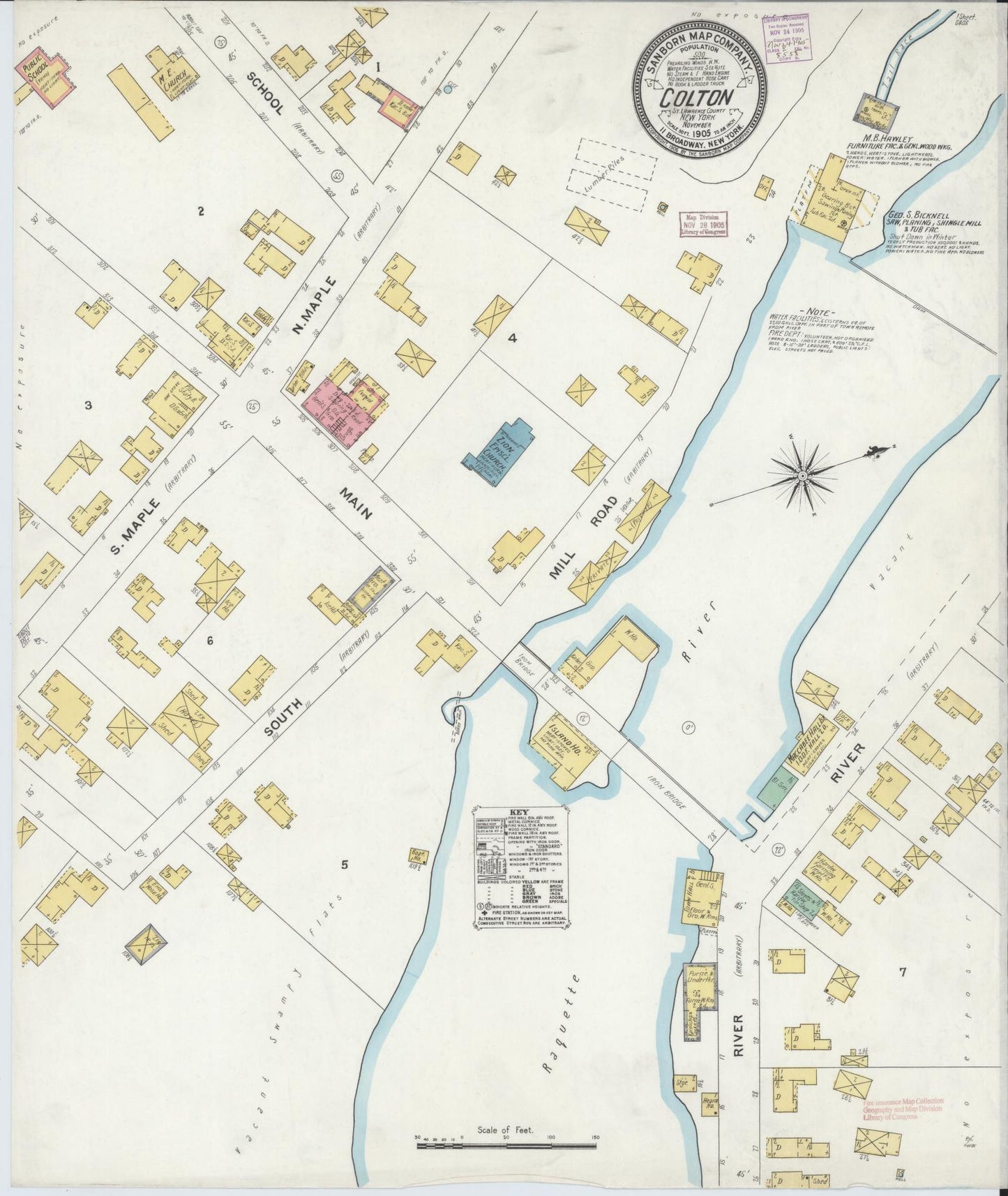 Sanborn Fire Insurance Map from Colton, Saint Lawrence County, New York. (1905) – Historic Sanborn Fire Insurance Map Print