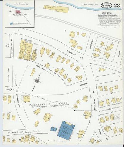 Sanborn Fire Insurance Map from Petoskey, Emmet County, Michigan (1919), Sheet #0023 - Historic Sanborn Fire Insurance Map Print, vintage old map wall art, antique decor, genealogy gift, Michigan Michigan map
